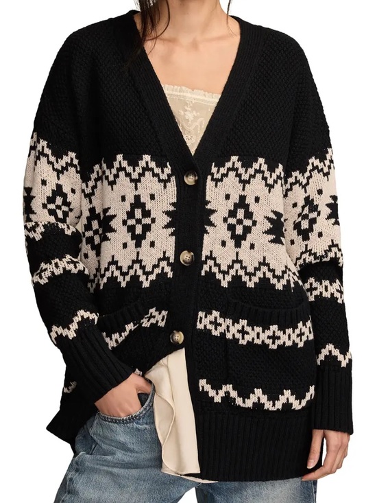 Lucky Brand Sweaters - Lucky Brand Women's Novelty Pattern Cardigan Sweater Size XXL NWT Heavy Fabric